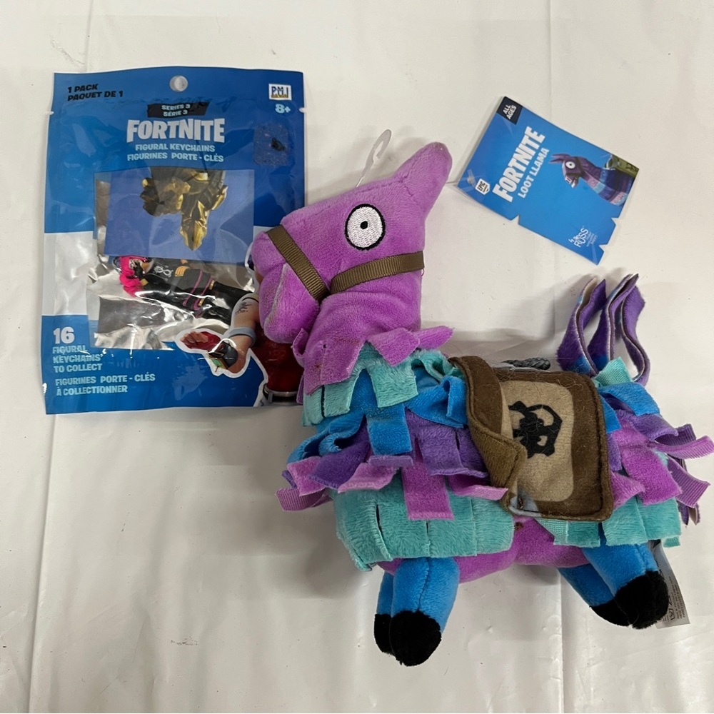 Fortnite Llama Plush Keychain and small action figure